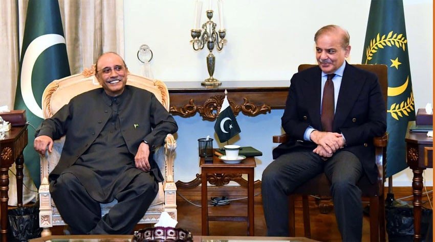 President Zardari, PM Shehbaz discuss PTI talks, seminary bill