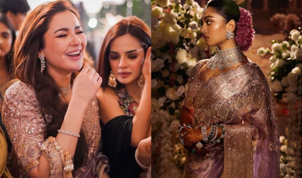 Hania Aamir slays in Rs1.3 Million Indian designer’s saree at Yashma Gill’s sister Wedding